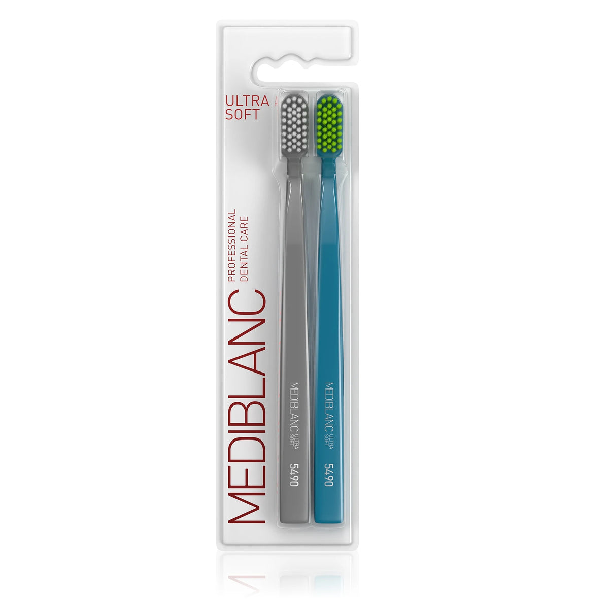 MEDIBLANC 5490 Ultra Soft Toothbrushes 2-Pack Grey/Blue 5490UltraSoftToothbrushes2Pack toothbrushes in pack #Color_Grey/Blue 5490UltraSoftToothbrushes2Pack